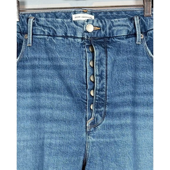 Good American Womens Good Curves Straight Button Fly Jeans Split Hem Size 20 - Picture 7 of 11